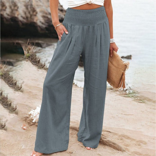 Pantalon femme confort large côte d'azur gris foncé - LuxeStyle