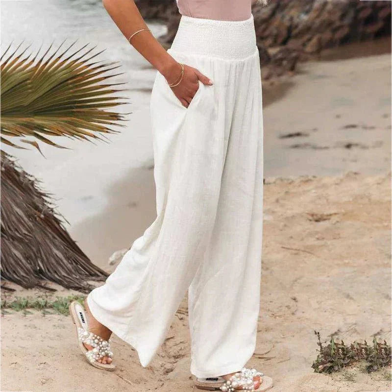 Pantalon femme confort large côte d'azur gris foncé