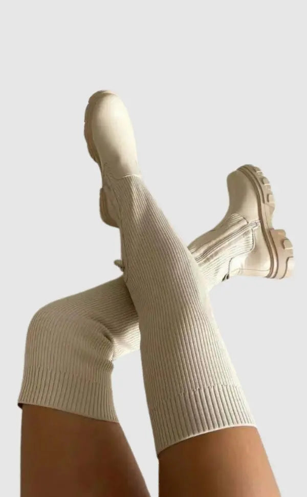 Bottes Femmes Élégantes en Maille Élastique pour Automne Hiver - LuxeStyle