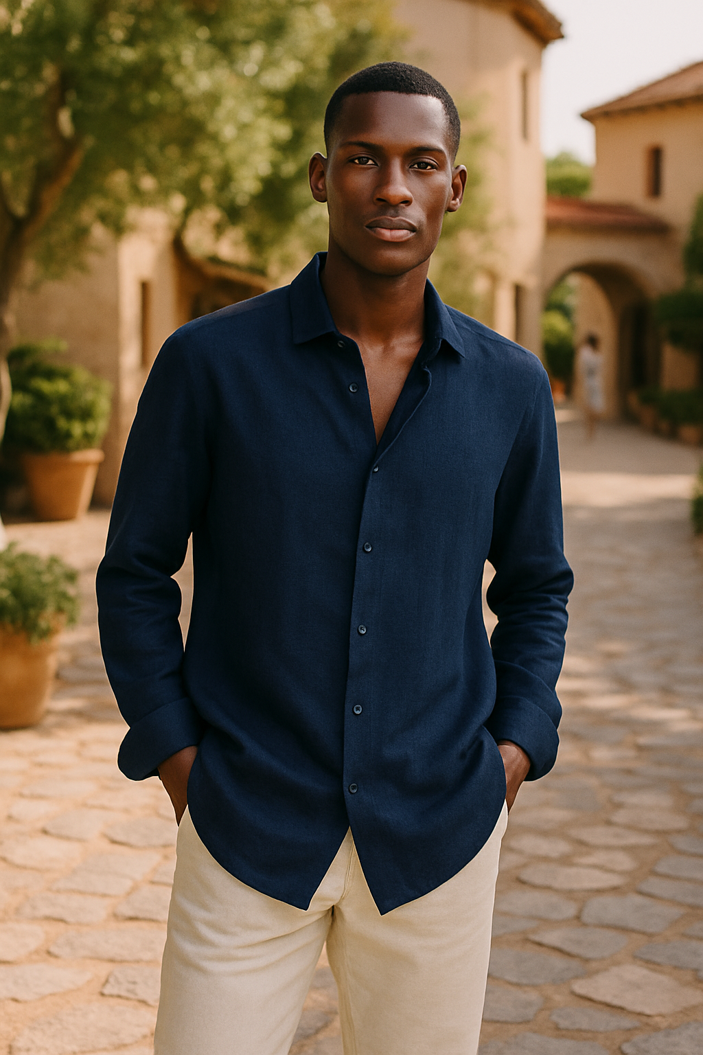 Chemise Homme Lin Clair Manches Longues