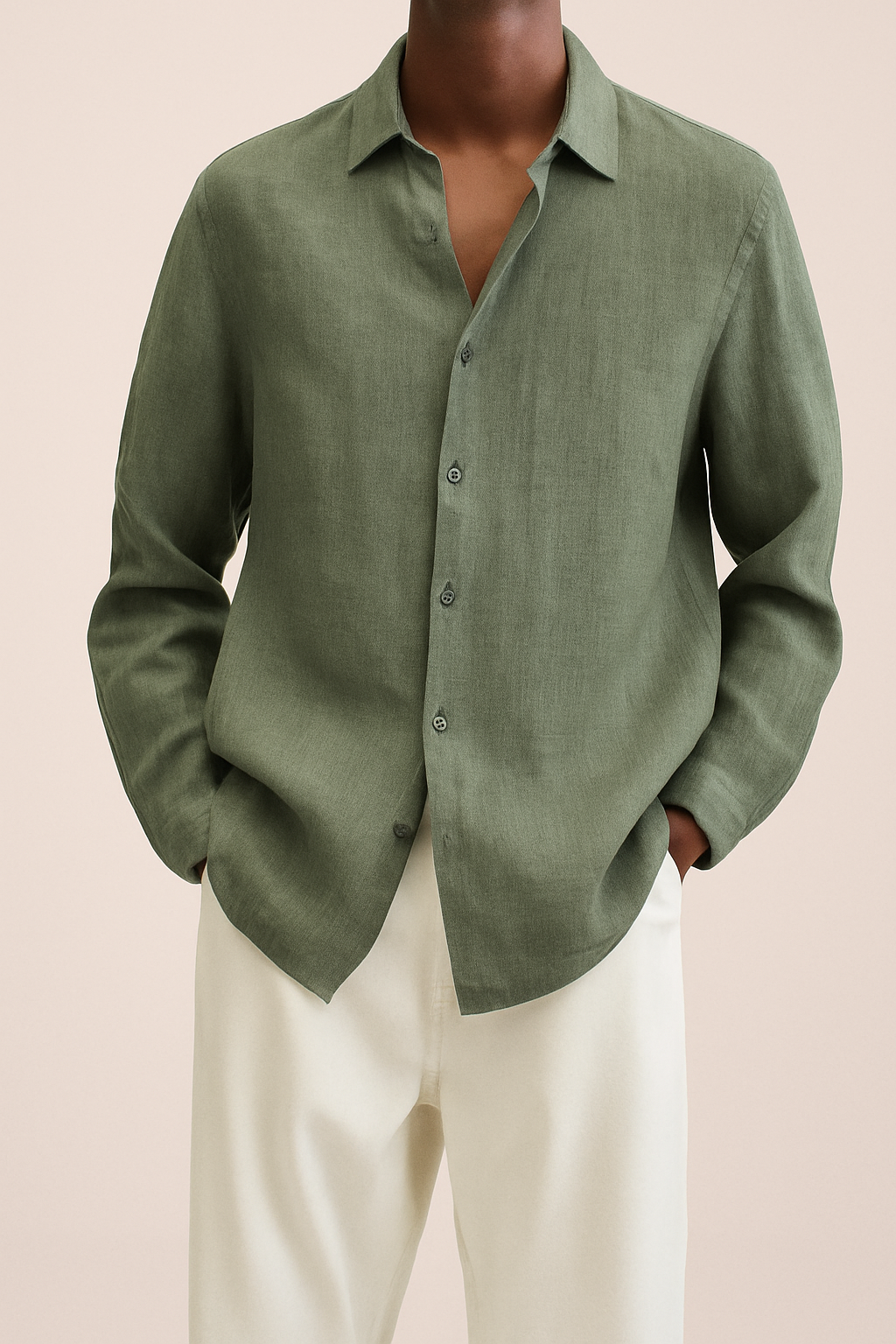 Chemise Homme Lin Clair Manches Longues