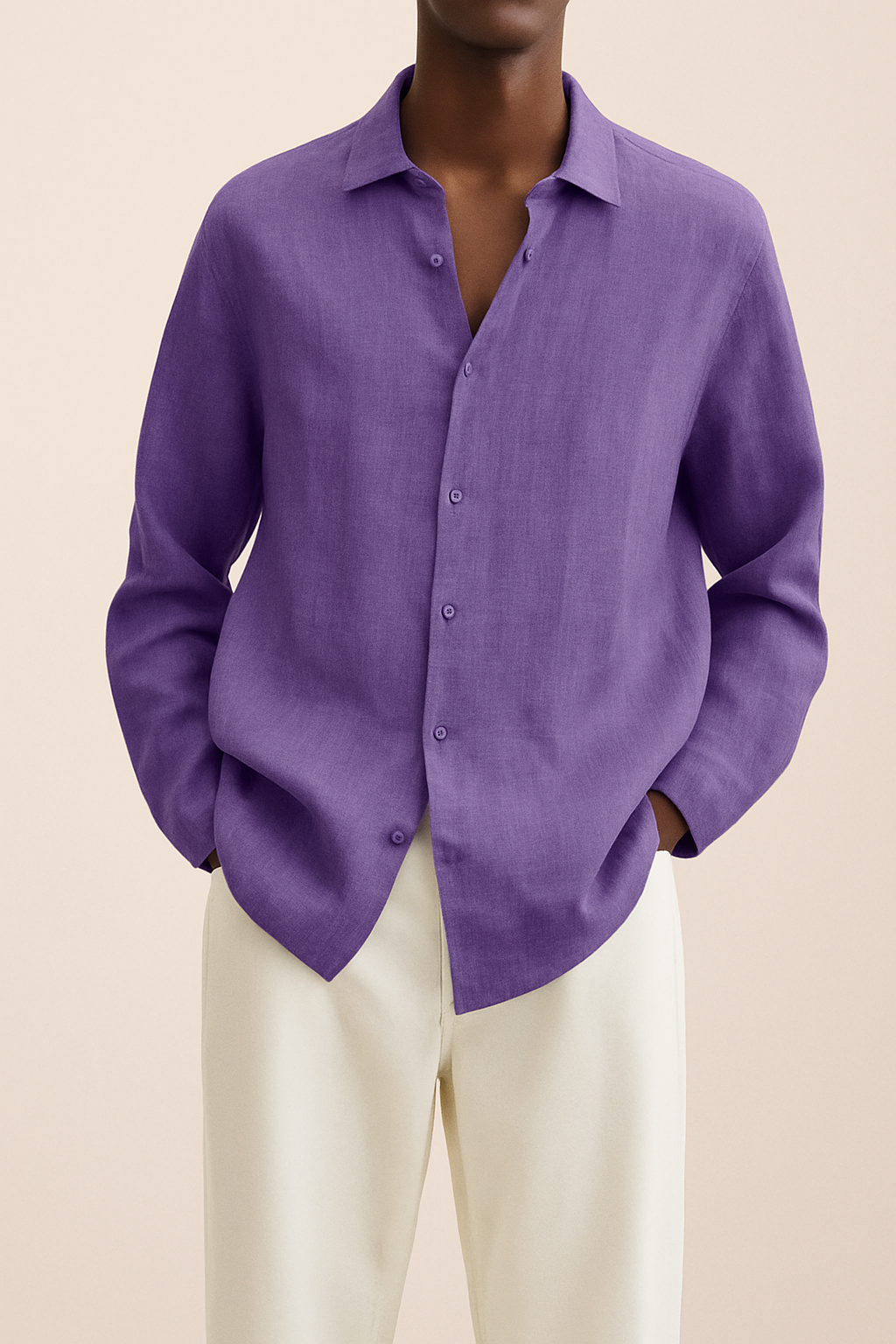 Chemise Homme Lin Clair Manches Longues