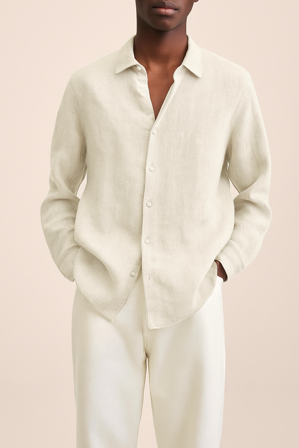 Chemise Homme Lin Clair Manches Longues