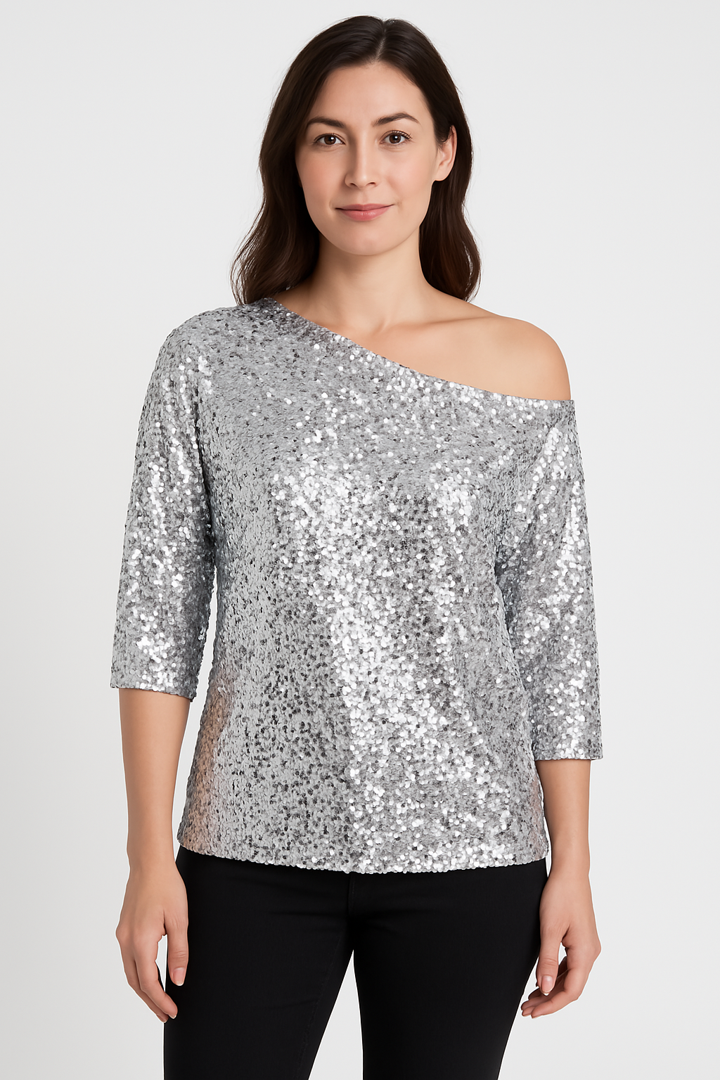 Top Élégant Pailleté Épaules Nues pour Femme