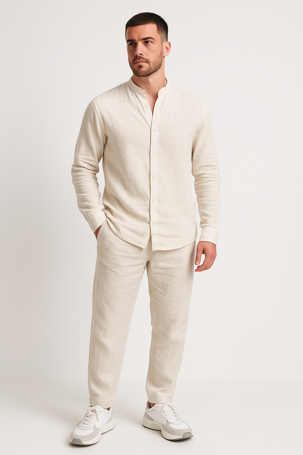 Tenue Homme Été : Chemise Relaxe et Pantalon Linéaire - LuxeStyle