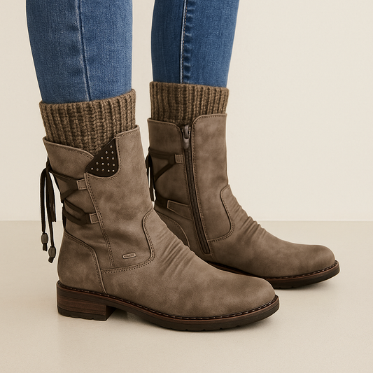 Bottines Femme Cuir Douces & Confortables avec Semelle Amortie et Doublure Chaude - LuxeStyle