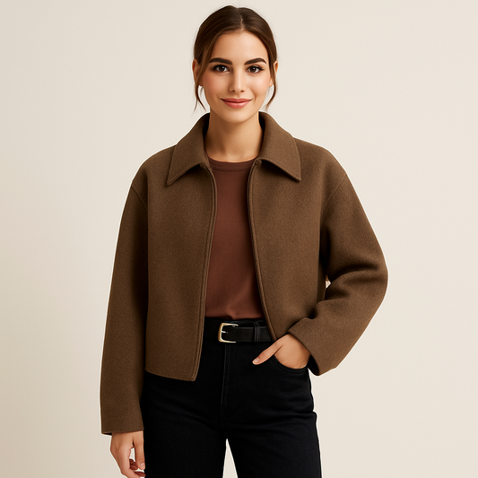 Veste Femme Court Style Élégant en Laine Mélange - LuxeStyle