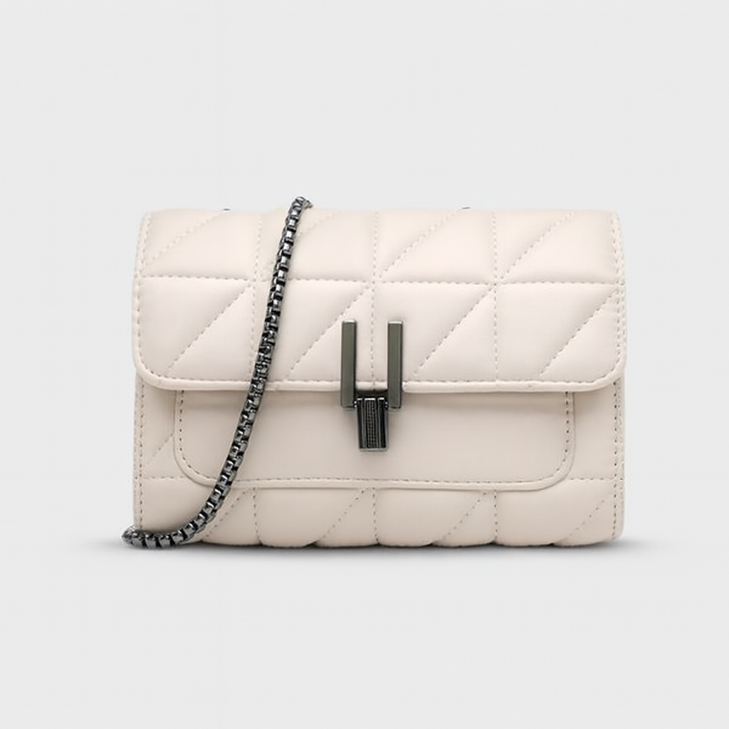 Sac à Épaule Chic en Cuir avec Chaîne Or et Fermeture Éclair