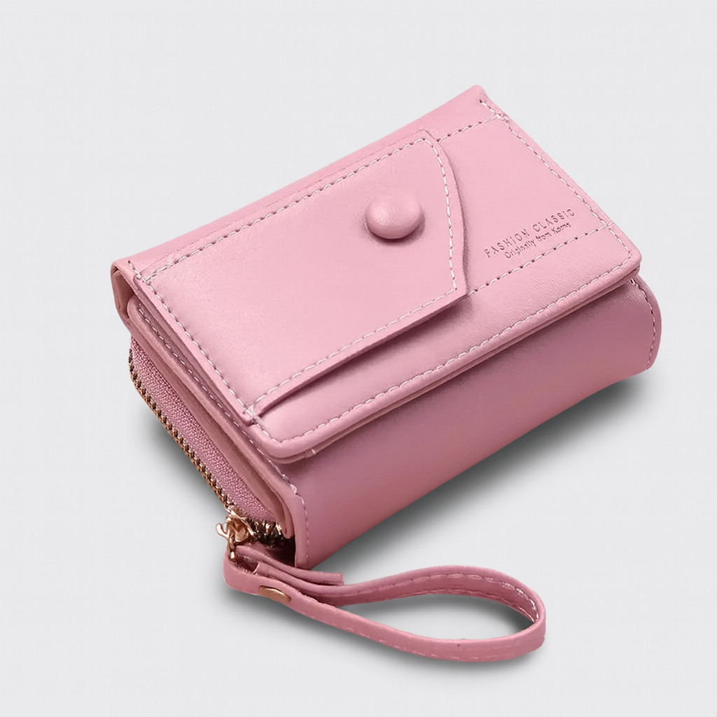 Portefeuille Femme Élégant avec Fermeture Zippée et Poignée - LuxeStyle
