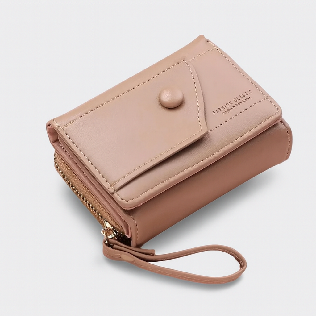 Portefeuille Femme Élégant avec Fermeture Zippée et Poignée