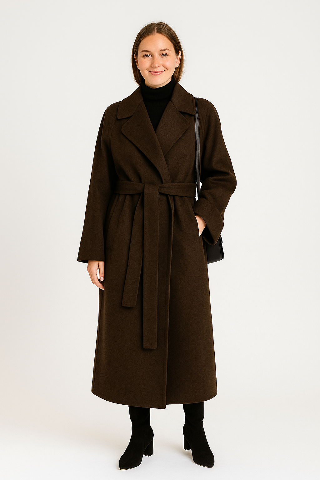 Manteau Femme Chic Élégant - Laine Mélangeée Col Classique