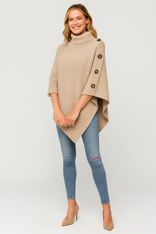 Poncho Femme Chic Oversize avec Col Haut - LuxeStyle