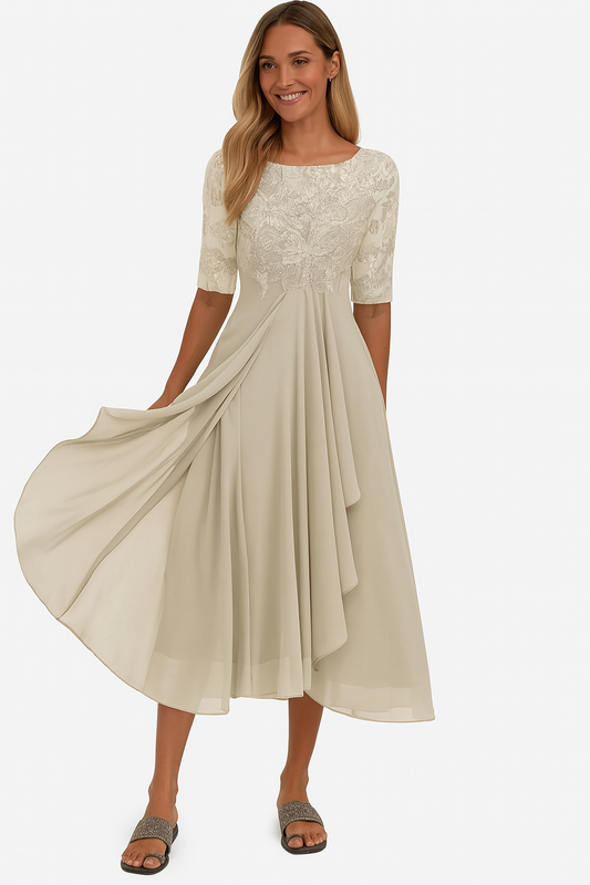 Robe Femme Chic Dentelle Chiffon Mi-Longue - LuxeStyle