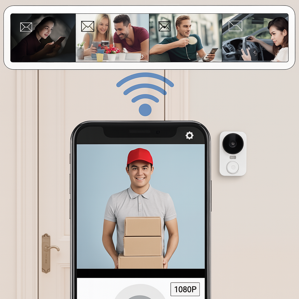 Sonnette Vidéo Wi-Fi Élégante – Vue Nocturne et Détection de Mouvement - BlxckFR