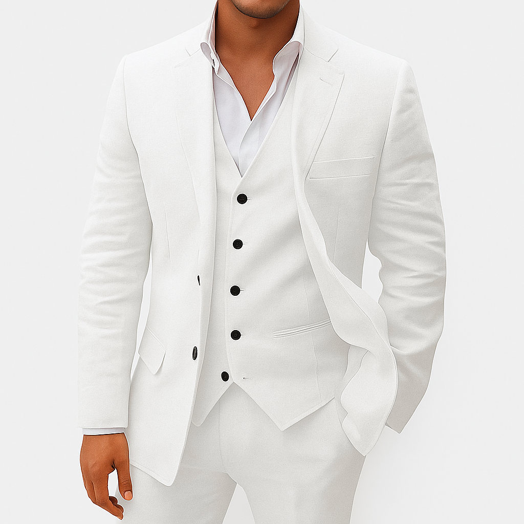 Costume Homme Marine Élégant 3 Pièces avec Veston
