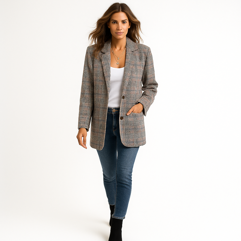Blazer Chic à Carreaux Tailleur Féminin - LuxeStyle