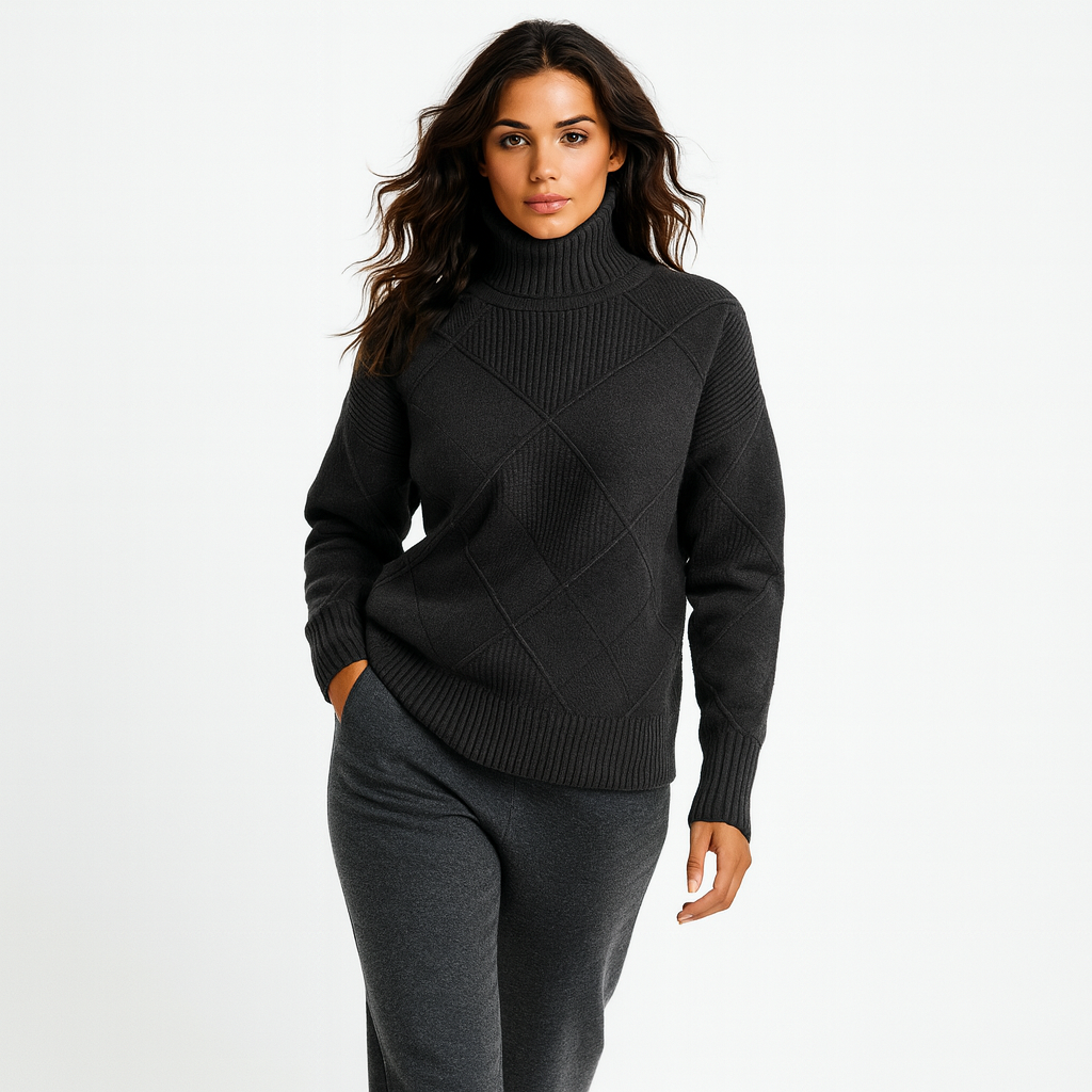 Pull Femme Col Montant Chaud et Confortable