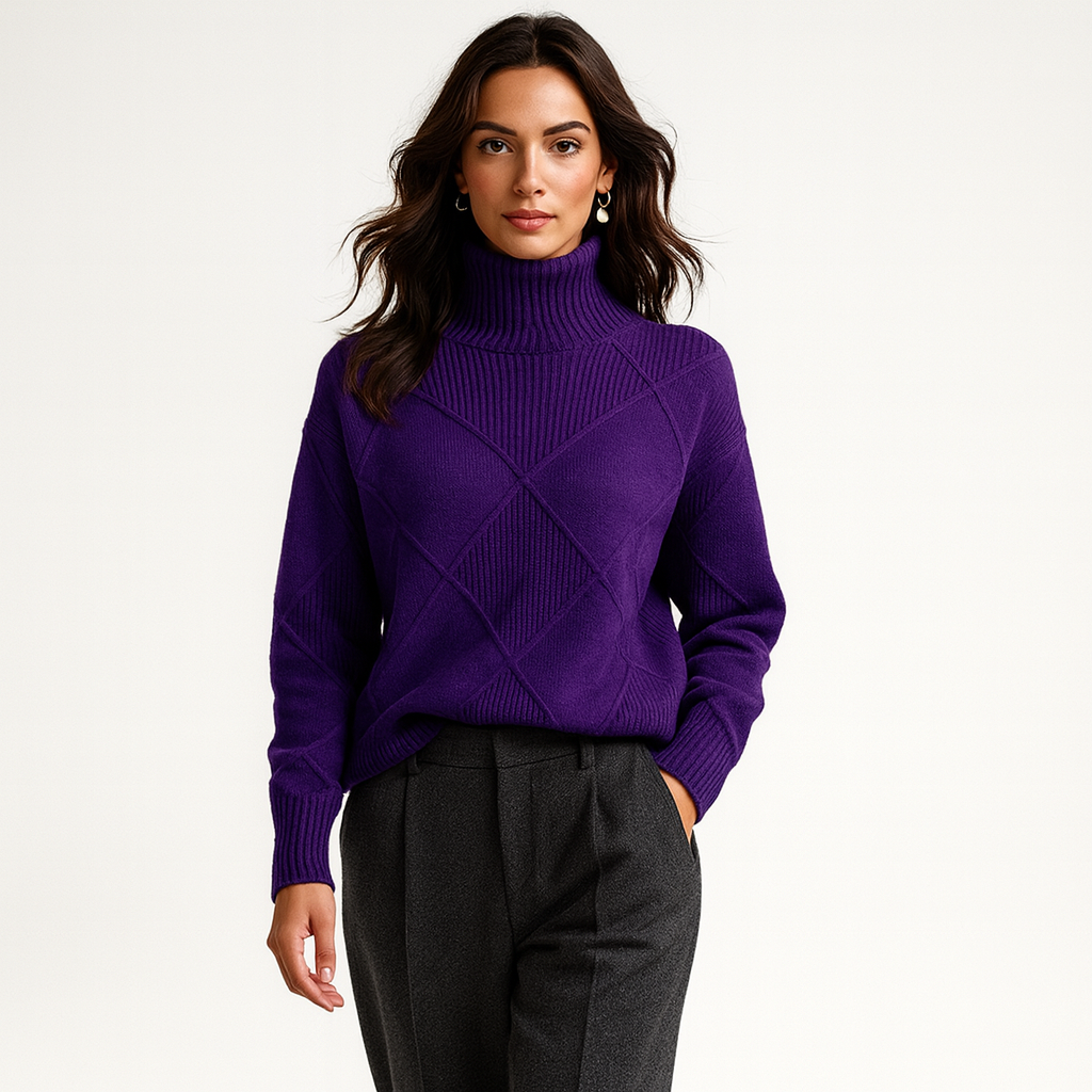 Pull Femme Col Montant Chaud et Confortable