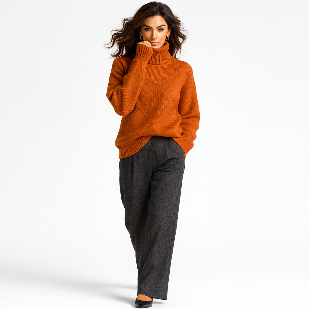 Pull Femme Col Montant Chaud et Confortable