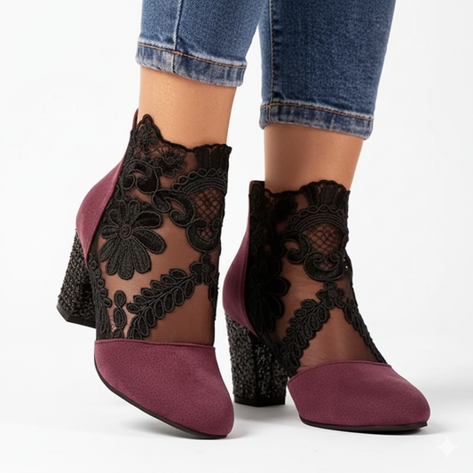 Chaussures Femme Élégantes à Fleurs - Escarpins Mesh Chic avec Talon Haut - LuxeStyle