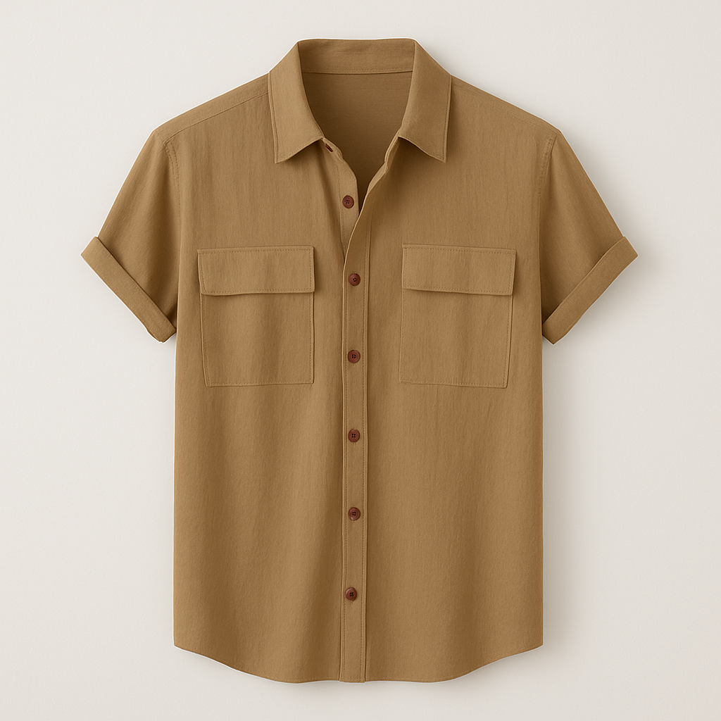 Chemise Élégante Grise à Boutons Contrastants