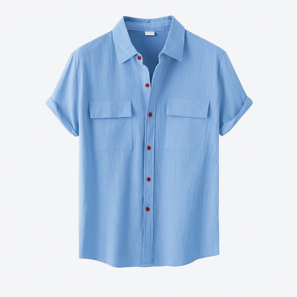 Chemise Élégante Grise à Boutons Contrastants