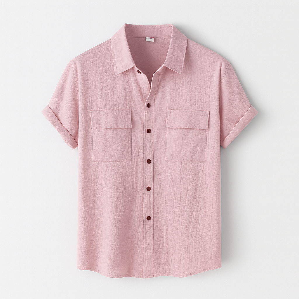 Chemise Élégante Grise à Boutons Contrastants