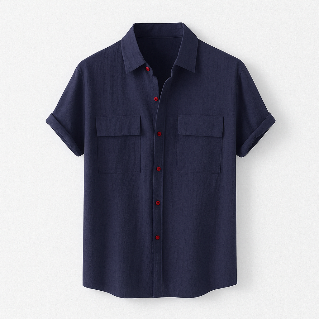 Chemise Élégante Grise à Boutons Contrastants