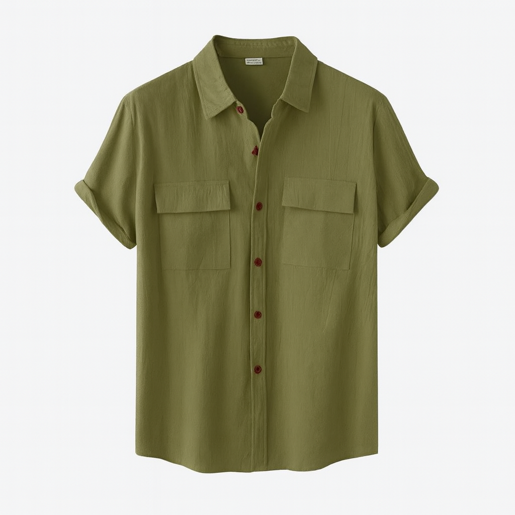 Chemise Élégante Grise à Boutons Contrastants