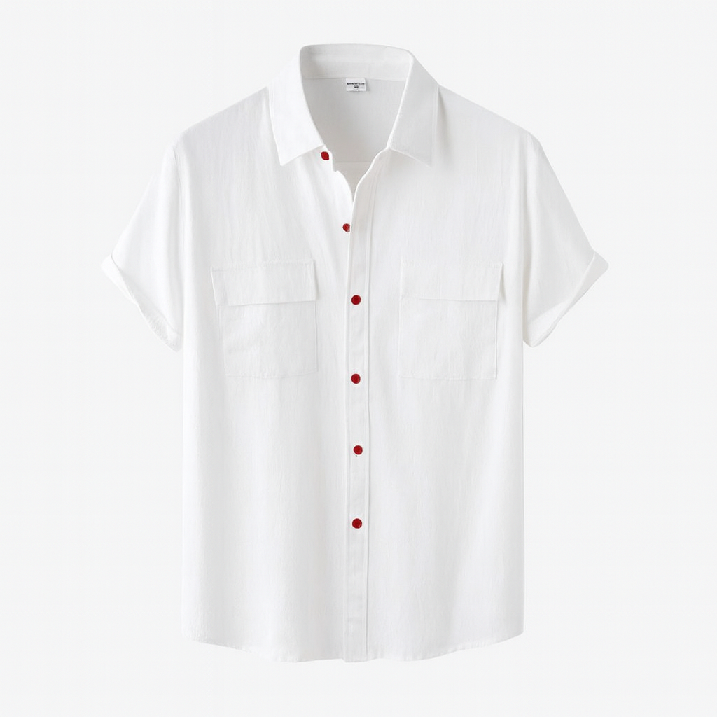 Chemise Élégante Grise à Boutons Contrastants