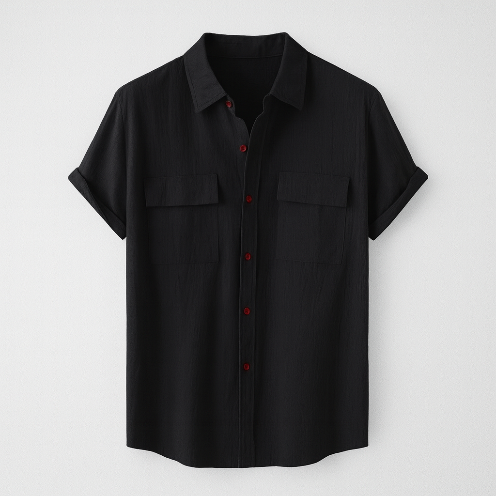 Chemise Élégante Grise à Boutons Contrastants