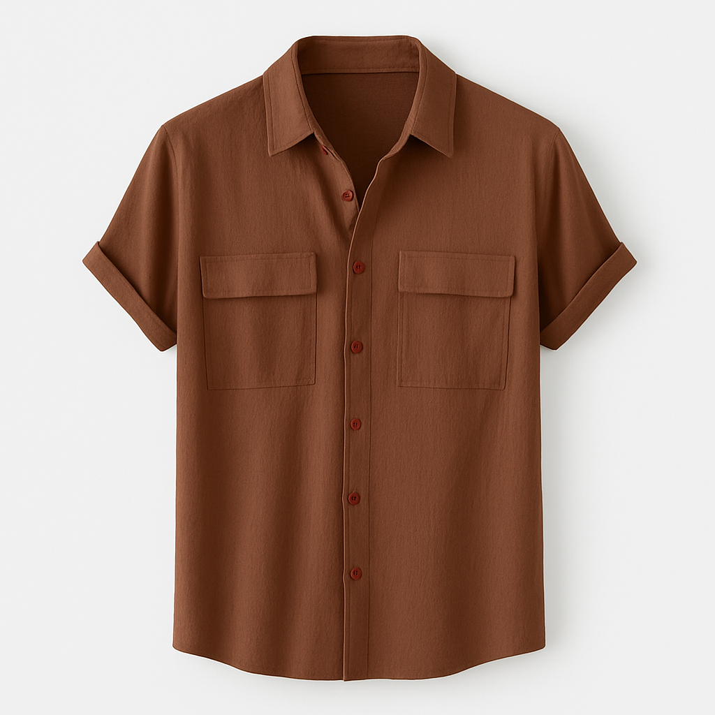 Chemise Élégante Grise à Boutons Contrastants