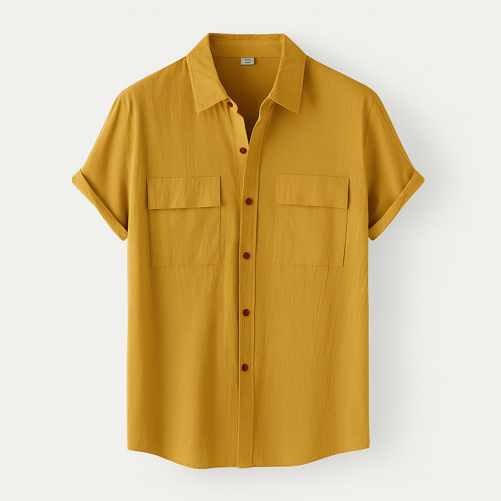 Chemise Élégante Grise à Boutons Contrastants