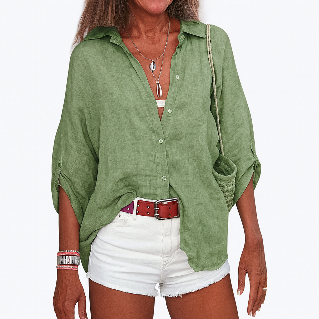 Chemise femme lin naturel manches courtes