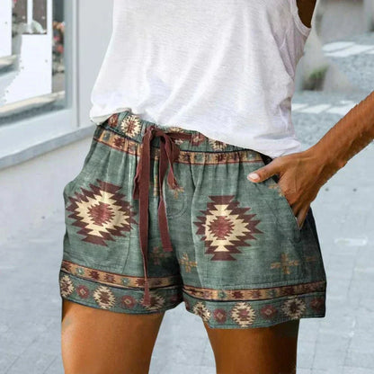 Short décontracté femme imprimé exotique