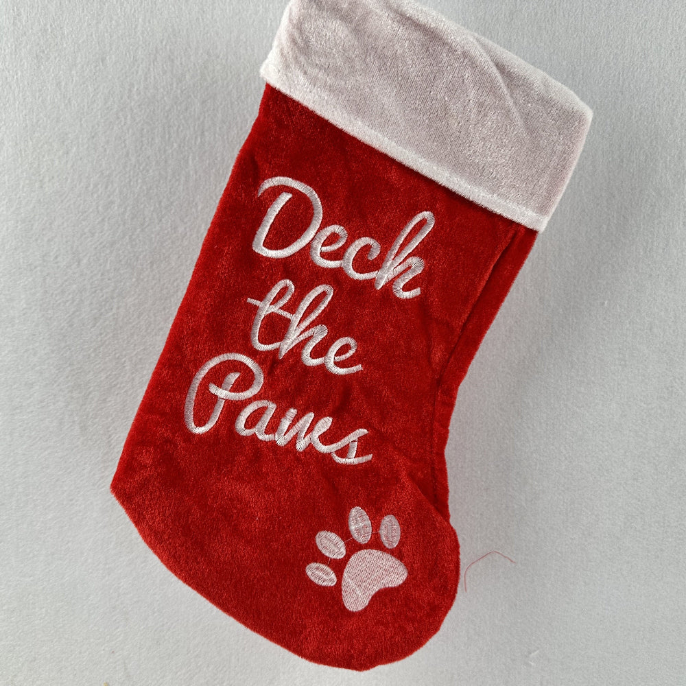 Chaussette de Noël Rouge avec Pince de Neige et Écriture Blanche
