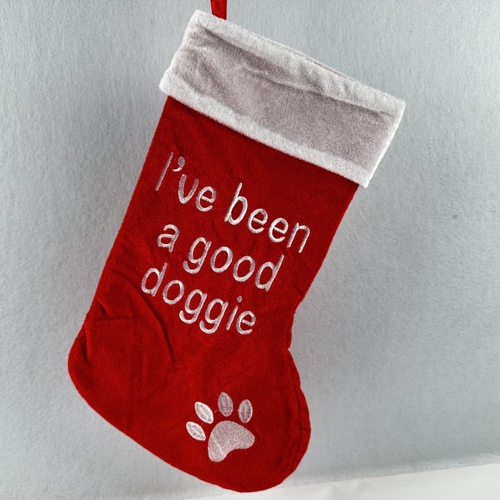 Chaussette de Noël Rouge avec Pince de Neige et Écriture Blanche