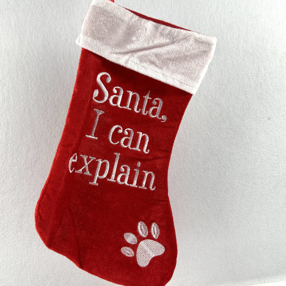 Chaussette de Noël Rouge avec Pince de Neige et Écriture Blanche - LuxeStyle
