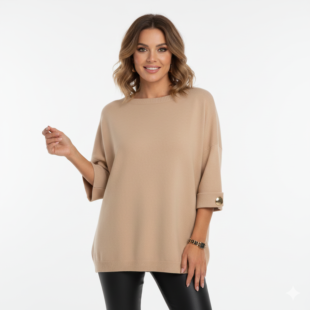 Pull Femme Grande Taille – Tricot Confort avec Fermeture Eclaire & Coupe Chic