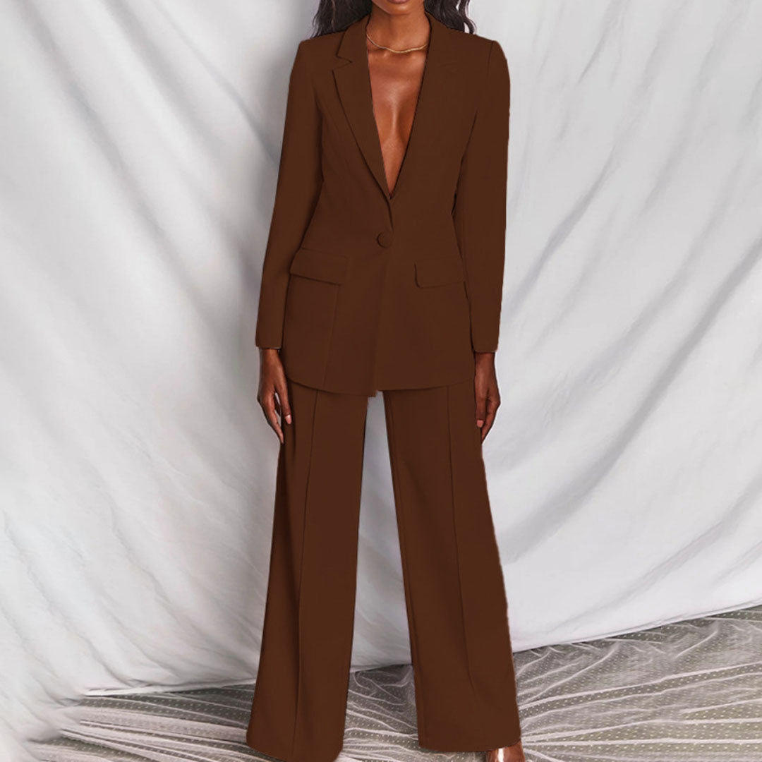 Costume Femme Élégant Pantalon Large pour Travail & Soirée