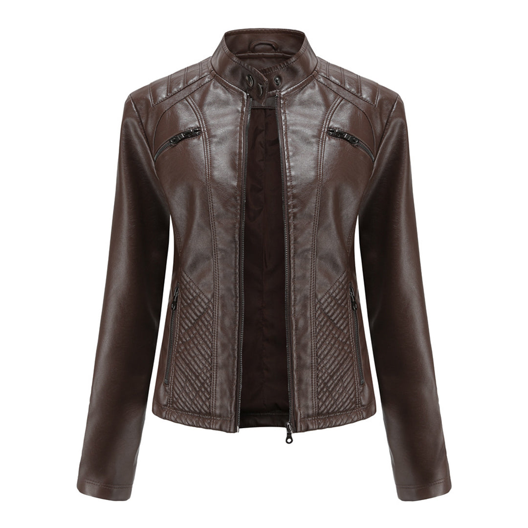 Veste Cuir Féminine Élégante à Fermeture Originale