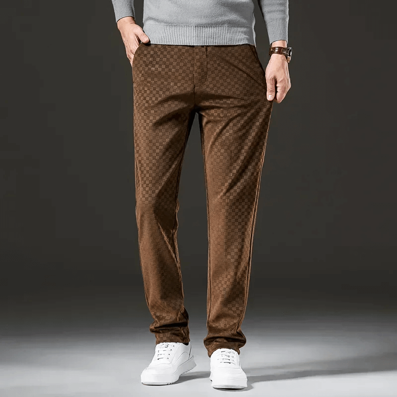 Pantalon Carreau Classique Taille Élevée Homme - LuxeStyle