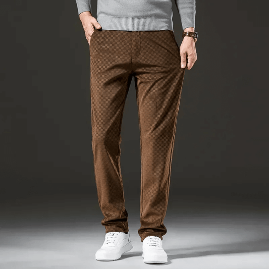 Pantalon Carreau Classique Taille Élevée Homme - LuxeStyle