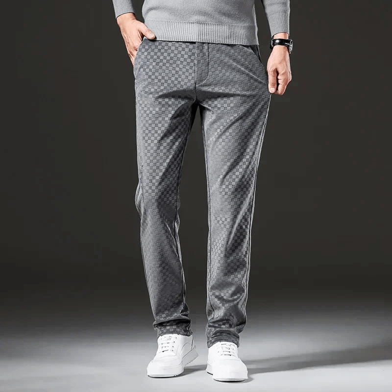 Pantalon Carreau Classique Taille Élevée Homme