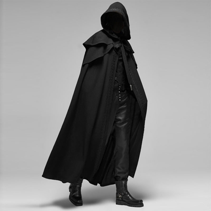 Cape d'hiver sombre pour homme, style rock mystérieux - LuxeStyle