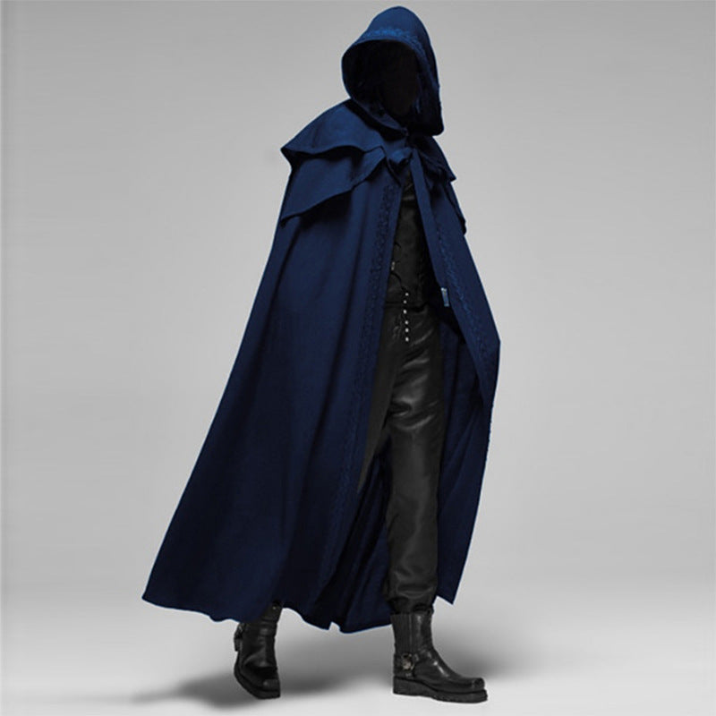 Cape d'hiver sombre pour homme, style rock mystérieux