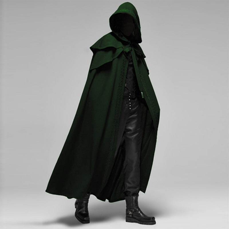 Cape d'hiver sombre pour homme, style rock mystérieux