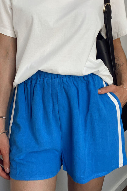 Short Décontracté Femme – Short Lin Été Confort avec Ceinture Élastique
