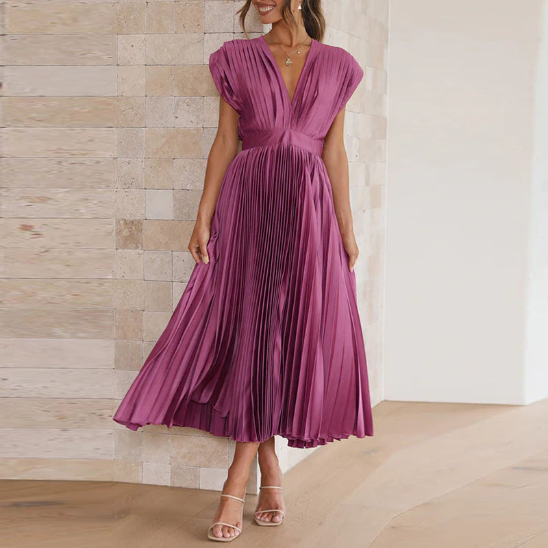 Cripes™ – Robe Femme Longue Élégante à Col en V Polyvalente et Chic