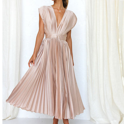 Cripes™ – Robe Femme Longue Élégante à Col en V Polyvalente et Chic